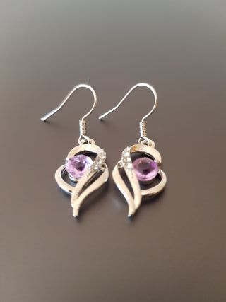 Pendientes de Corazón Ganchos de Plata de Ley 925