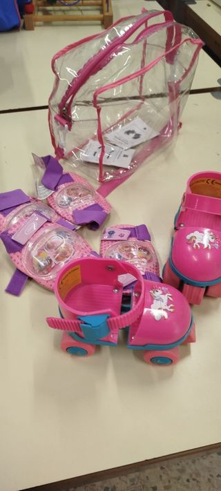 Patines infantiles con protecciones y bolso