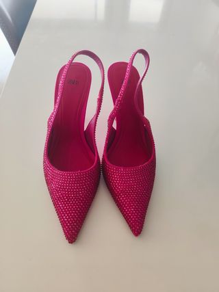 Zapatos fiesta fucsia pedrería talla 37