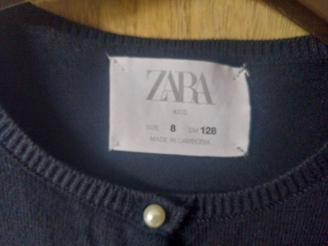 Cardigan bambina Zara blu bottoni a perla 8 anni