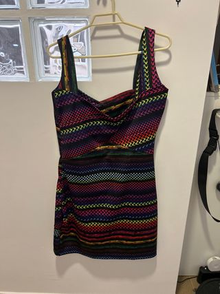 Vestido elástico estampado multicolor