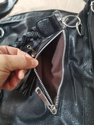 Bolso Negro Cuero Sintético Amplio