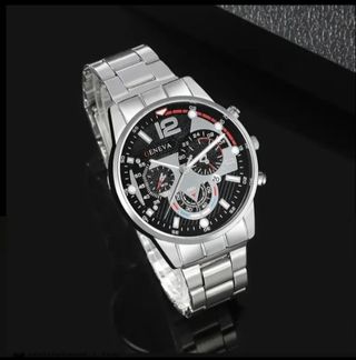Reloj Geneva Acero Elegante Hombre Plateado