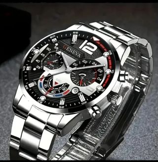 Reloj Geneva Acero Elegante Hombre Plateado