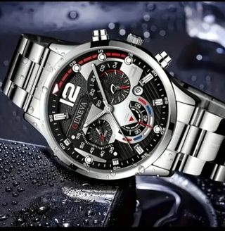 Reloj Geneva Acero Elegante Hombre Plateado