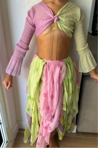 Traje danza del vientre niña hecho a mano T 8/10