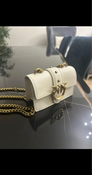 Borsa Pinko Love Micro Bianca Oro