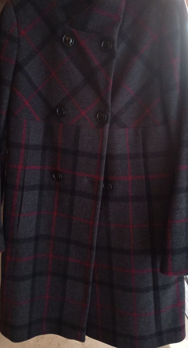 Cappotto donna a quadri grigio e rosso taglia 44