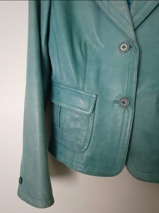 Cazadora cuero azul turquesa EAST WEAR