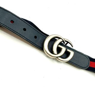 Cinturón Gucci elástico azul y rojo