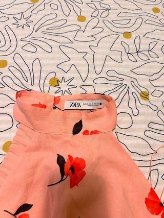 Top floral ZARA halter rosa y rojo talla única