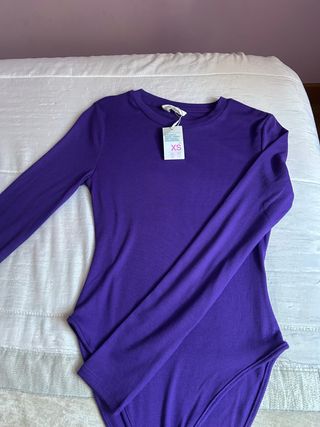 Body liso manga larga morado XS