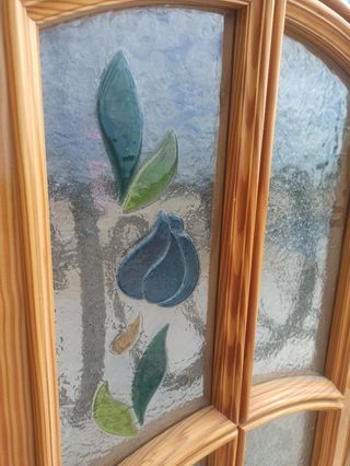 Se vende puerta doble de madera maciza con cristal
