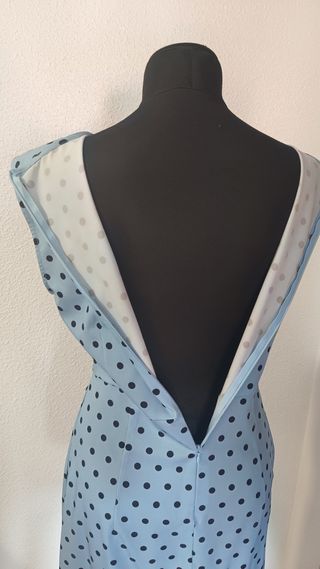 Vestido fiesta lunares azul