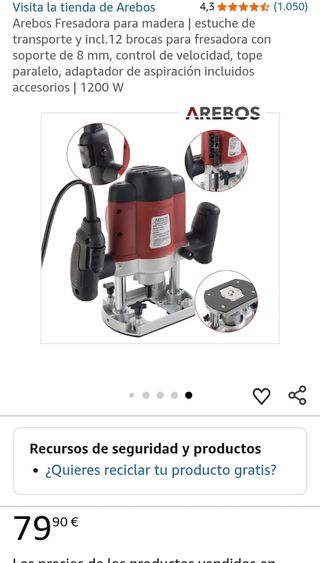 Fresadora Arebos 1200W + 12 brocas + maletín