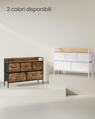 Cassettiera per Camera da Letto, 5 Cassetti in Tes