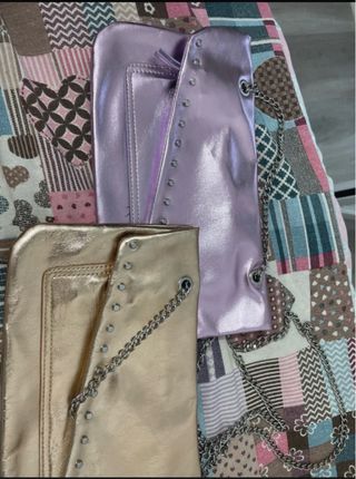 2 Bolsos Morado y Dorado Fiesta 