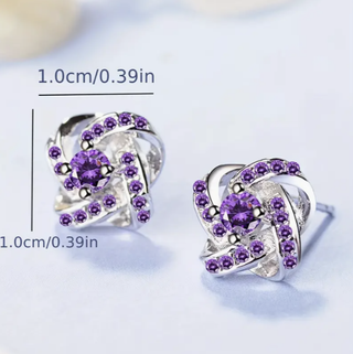 Pendientes Diseño de Trébol de Cuatro Hojas Lila