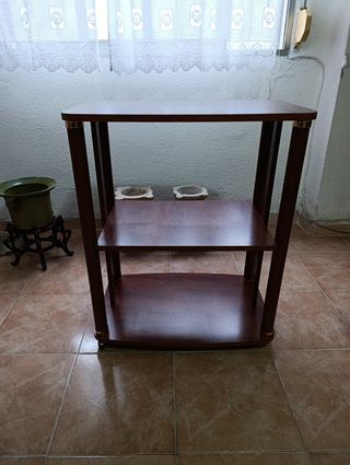 Mesa auxiliar 3 estantes madera