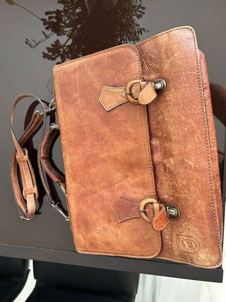 Bolso/Maletín de Piel Marrón
