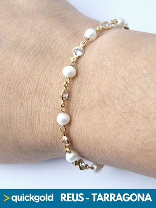 040-05-0193 PULSERA ORO DE 18K PERLAS 15.6CM