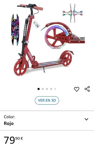 Patinete Arebos Rojo con Ruedas LED