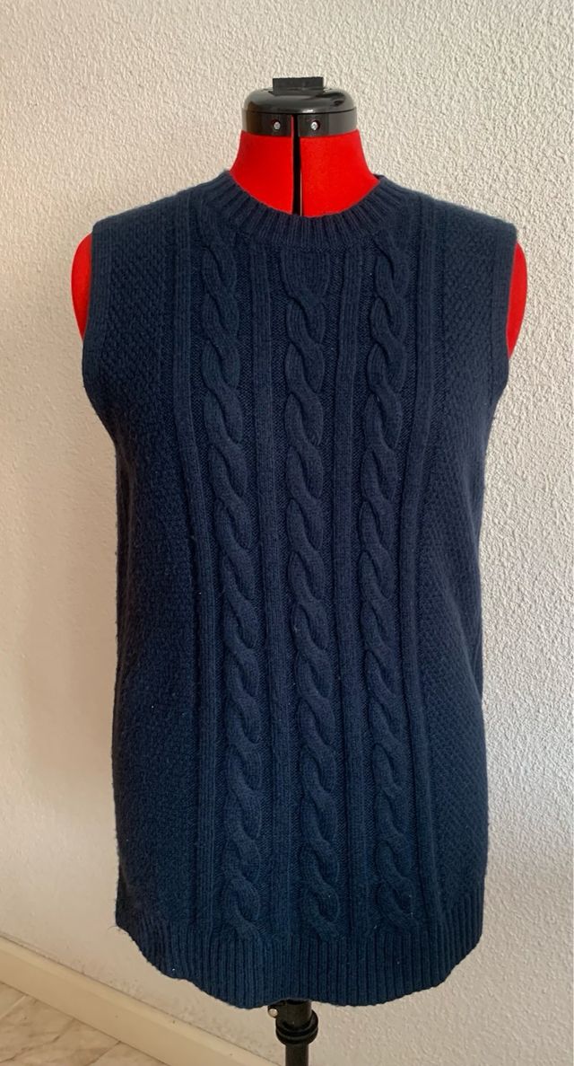 Chaleco de punto azul marino con ochos