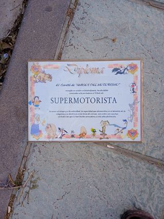 Diploma Supermotorista Amigos del Motorismo
