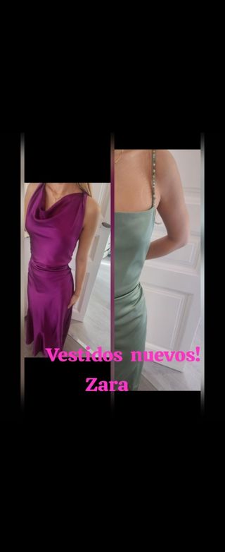 NUEVOS!Vestido fiesta púrpura talla M y verde manz