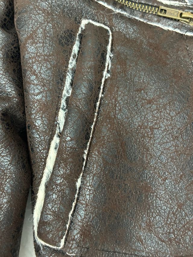 Chaqueta Aviador Mujer Marrón y Beige