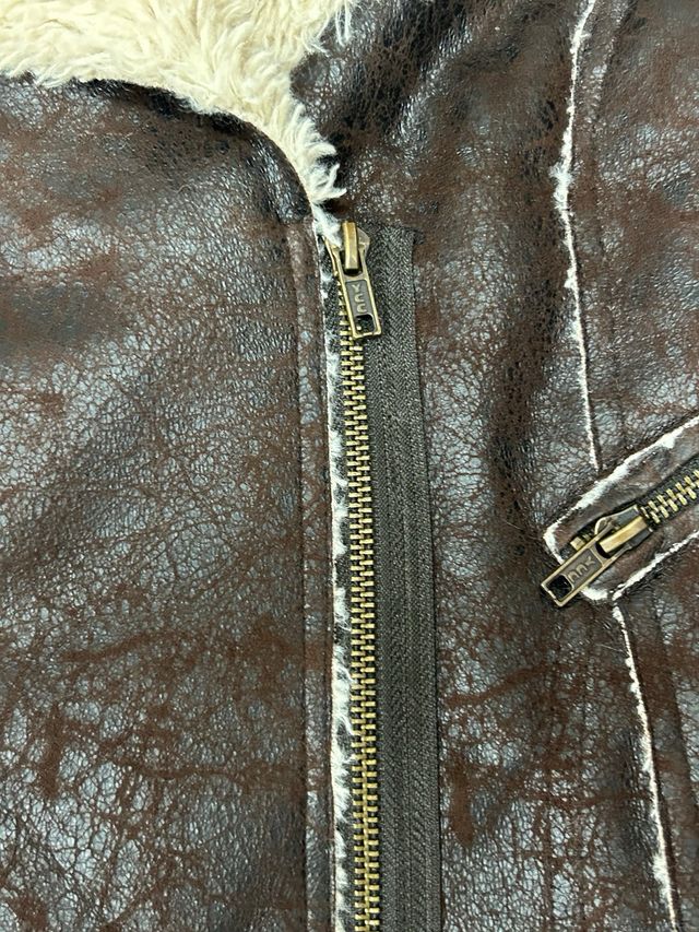 Chaqueta Aviador Mujer Marrón y Beige