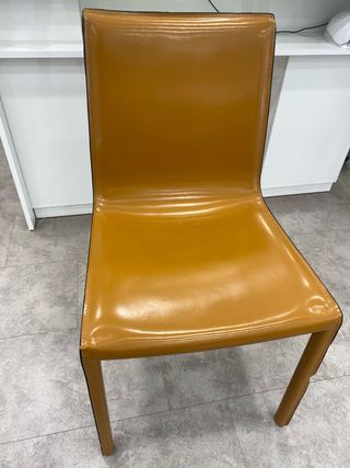 Silla comedor piel regenerada marrón