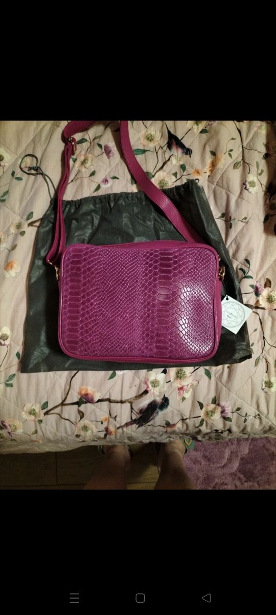 Borsa vera pelle Le Corone ciclamino