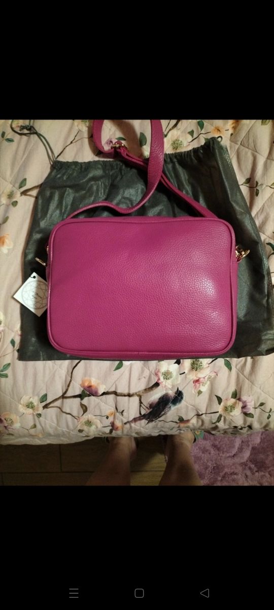 Borsa vera pelle Le Corone ciclamino