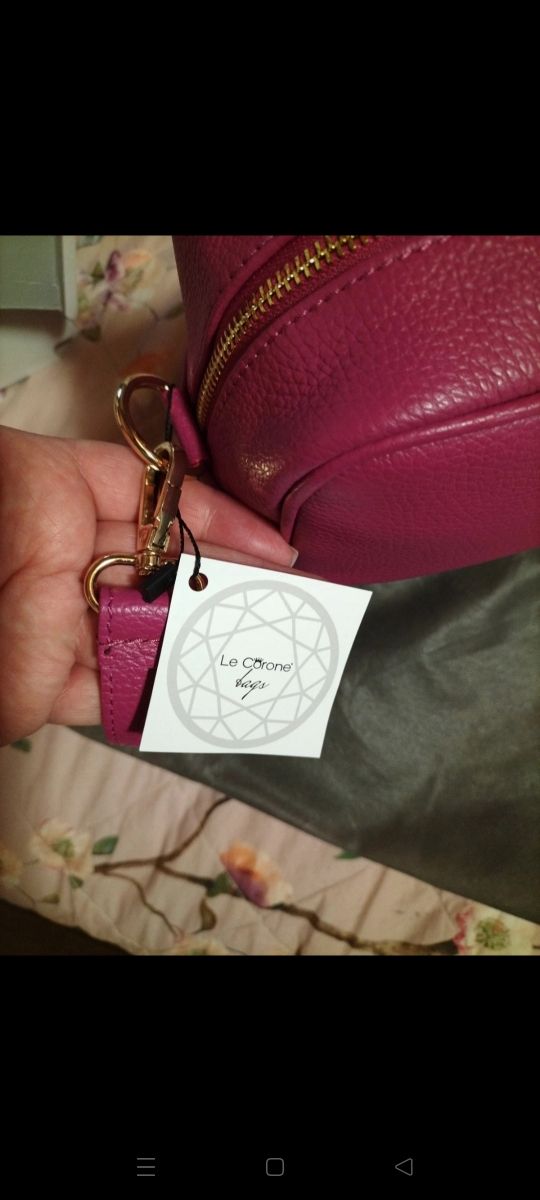 Borsa vera pelle Le Corone ciclamino