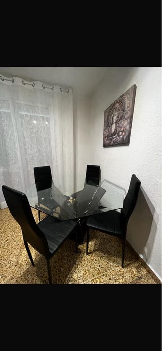 Mesa cristal y mármol diseño moderno