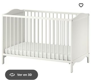 Cuna blanca 60x120 con colchón Muelles Ensacado .