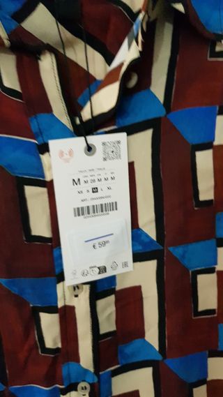 Conjunto Zara Camisa Larga y Pantalón Estampado M