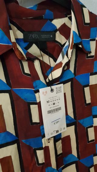 Conjunto Zara Camisa Larga y Pantalón Estampado M