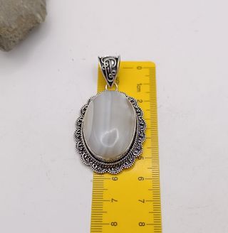 Collar Mineral de Ágata Blanca, baño de plata