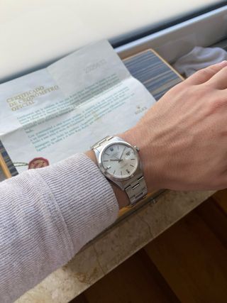 Rolex Date 34mm Automático Vintage plateado