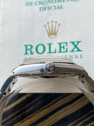 Rolex Date 34mm Automático Vintage plateado
