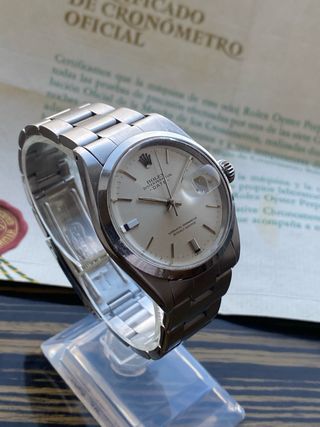 Rolex Date 34mm Automático Vintage plateado