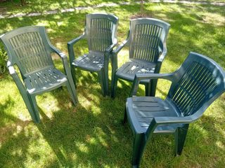 Set 4 Sedie Plastica Verde da Esterno
