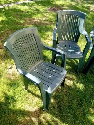 Set 4 Sedie Plastica Verde da Esterno