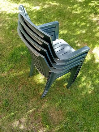 Set 4 Sedie Plastica Verde da Esterno