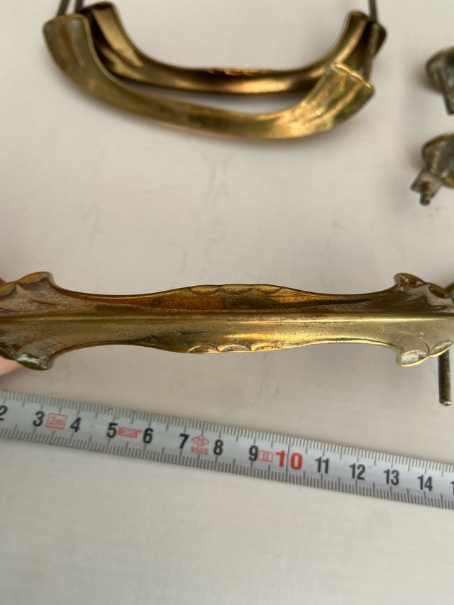 Lotto 6 maniglie vintage ottone