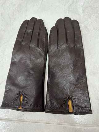 Guantes de piel mujer marrones