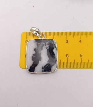 Collar Plata Jaspe Cebra Blanco y Negro