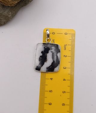 Collar Plata Jaspe Cebra Blanco y Negro